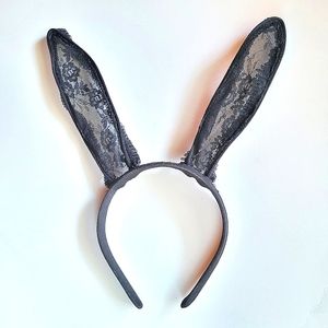 Black Lace Playboy Bunny Ears  Headband - Cosplay - Costume